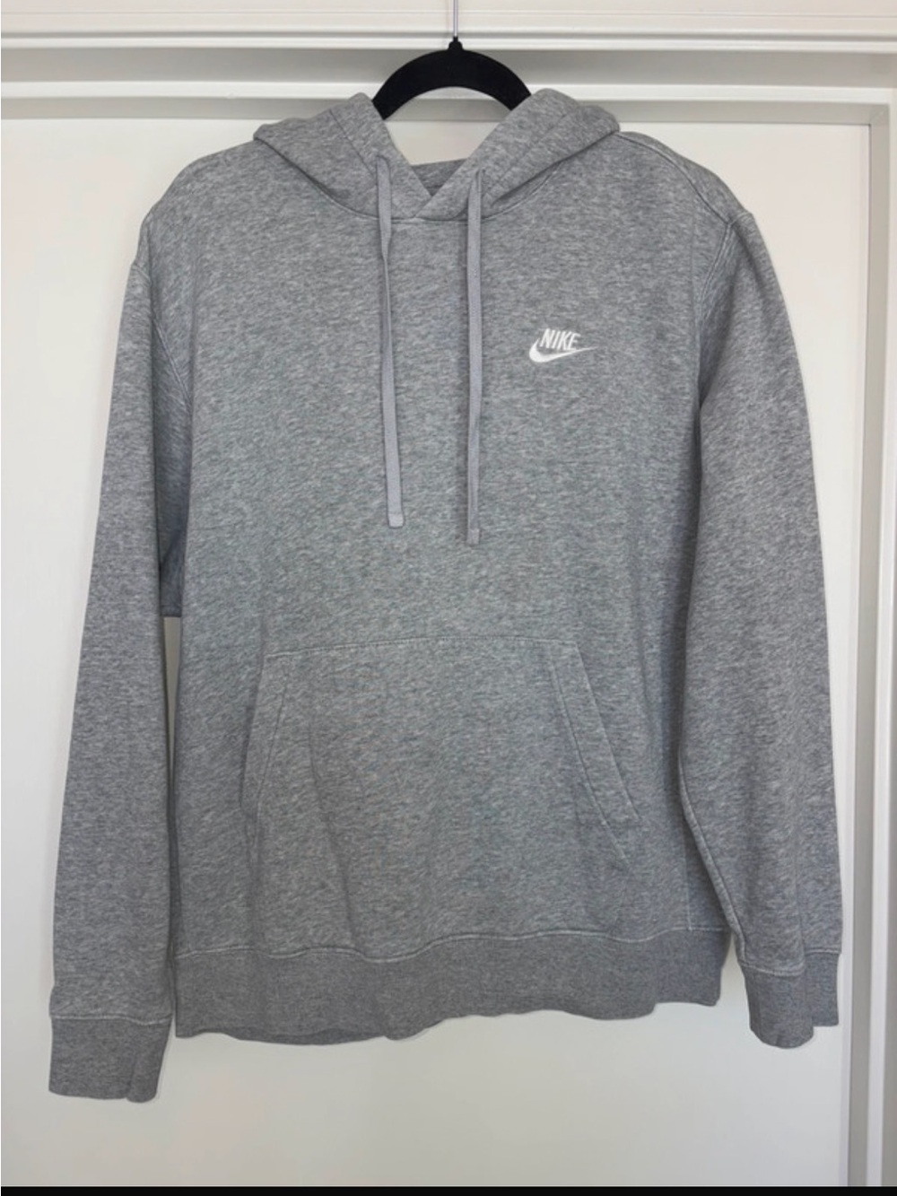 Nike Heather Gray Pullover Hoodie with White Swoosh
